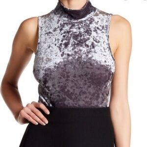 Harlowe & Graham Crushed Velvet Mock Neck Bodysuit